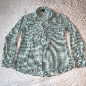 Express Polka Dot Blouse Green Size M